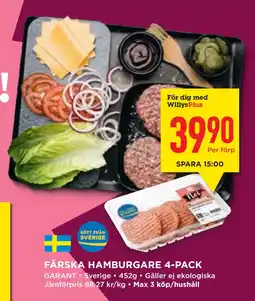 Willys Hemma FÄRSKA HAMBURGARE 4-PACK erbjuda