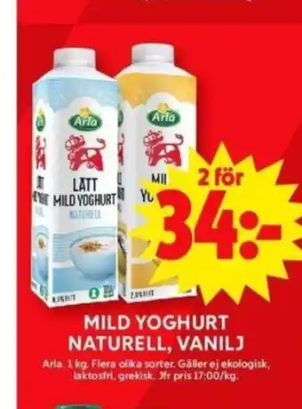 ICA Maxi MILD YOGHURT NATURELL, VANILJ erbjuda