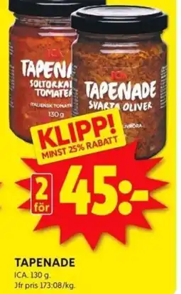 ICA Kvantum Tapenade erbjuda