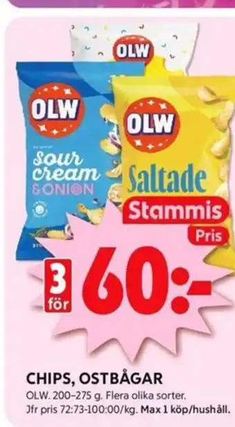 ICA Kvantum CHIPS, OSTBÅGAR erbjuda