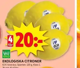 ICA Kvantum EKOLOGISKA CITRONER erbjuda