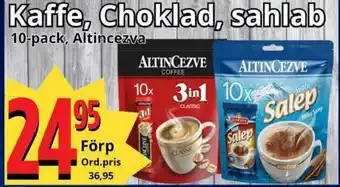 Supergrossen Kaffe, Choklad, sahlab Salta kex erbjuda