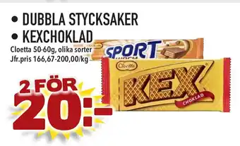 Supergrossen • DUBBLA STYCKSAKER • KEXCHOKLAD erbjuda