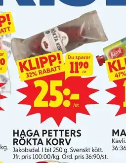 Ica Hajen Lagpris HAGA PETTERS RÖKTA KORV erbjuda