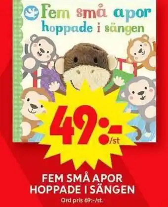 ICA Maxi Fem små apor hoppade i sängen erbjuda