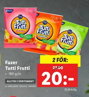 Lidl Fazer Tutti Frutti erbjuda
