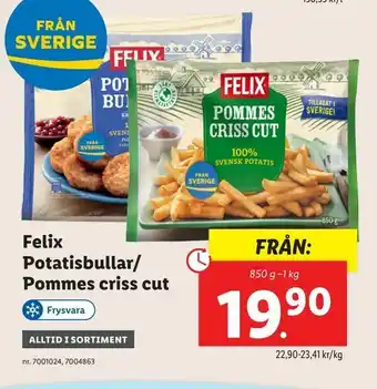 Lidl Felix Potatisbullar/ Pommes criss cut erbjuda