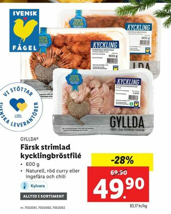 Lidl Färsk strimlad kycklingbröstfilé erbjuda