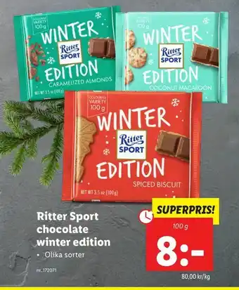 Lidl Ritter Sport chocolate winter edition erbjuda