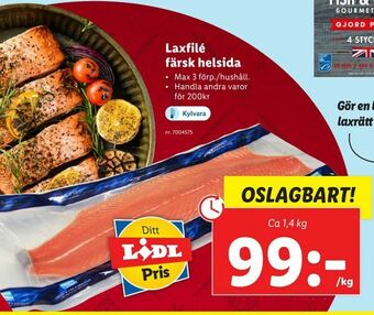 Lidl Laxfilé färsk helsida erbjuda