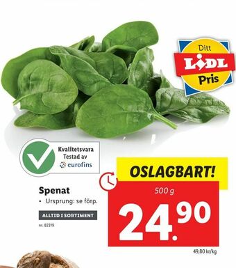 Lidl Spenat erbjuda