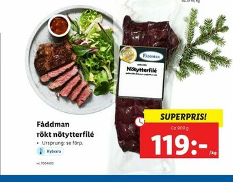 Lidl Fåddman rökt nötytterfilé erbjuda