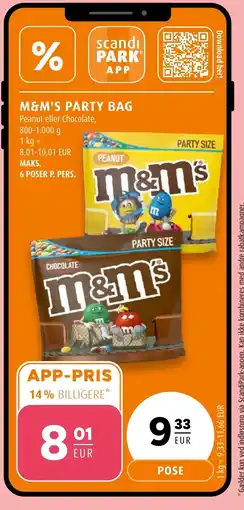 Scandinavian Park M&M'S PARTY BAG Peanut eller Chocolate, erbjuda