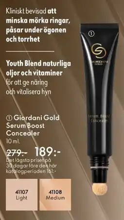 Oriflame Giordani gold serum boost concealer erbjuda