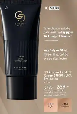 Oriflame Giordani gold cc cream spf 30+ uva protection erbjuda