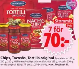 ICA Supermarket Chips, tacosås, tortilla original erbjuda