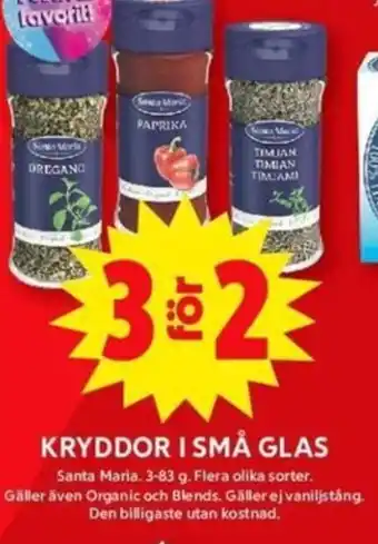 ICA Maxi Kryddor i små glas erbjuda