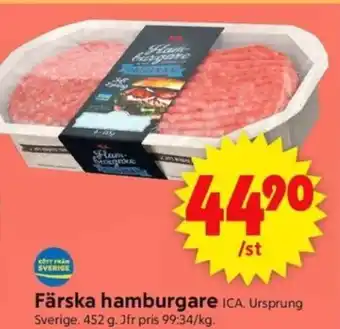 ICA Supermarket Färska hamburgare erbjuda