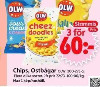 ICA Supermarket OLW Chips, ostbågar erbjuda