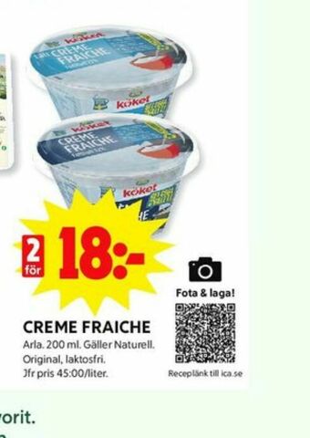 ICA Kvantum Arla Köket Crème fraiche erbjuda