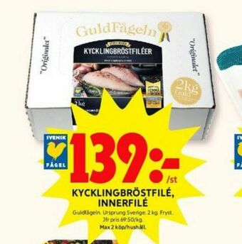 ICA Kvantum Guldfågeln Kycklinginnerfilé erbjuda