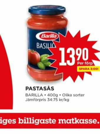 Willys Barilla Pastasås erbjuda