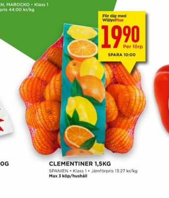 Willys Clementiner erbjuda