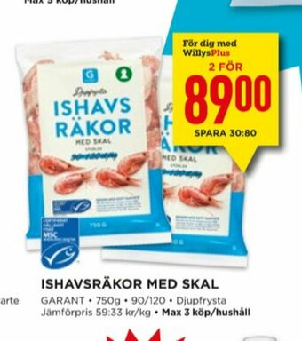 Willys Garant Räkor med skal erbjuda