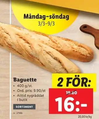 Lidl Baguette erbjuda