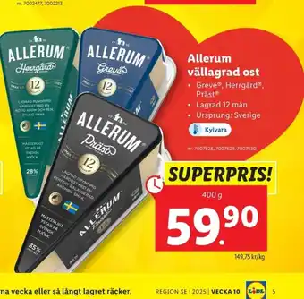 Lidl Allerum vällagrad ost erbjuda