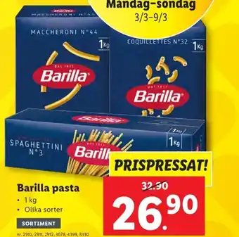 Lidl Barilla pasta erbjuda