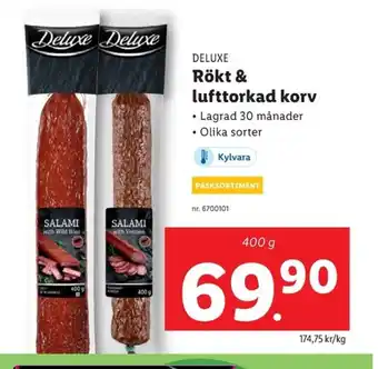 Lidl DELUXE Rökt & lufttorkad korv erbjuda