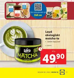 Lidl Loyd ekologiskt matcha-te Grönt tepulver erbjuda