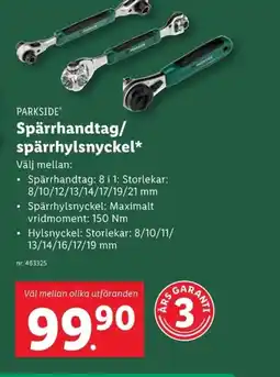 Lidl PARKSIDE Spärrhandtag/ spärrhylsnyckel* Välj mellan: erbjuda