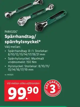 Lidl PARKSIDE Spärrhandtag/ spärrhylsnyckel* Välj mellan: erbjuda