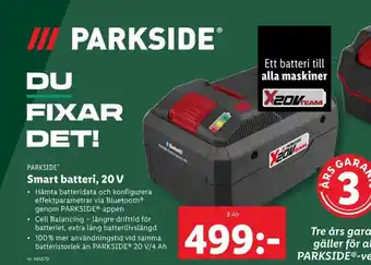 Lidl PARKSIDE Smart batteri, 20 V erbjuda