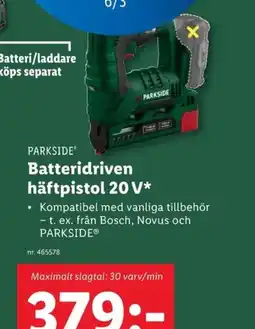 Lidl PARKSIDE Batteridriven häftpistol 20 V* erbjuda