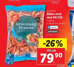 Lidl OCEAN SEA Räkor med skal 90/120 erbjuda