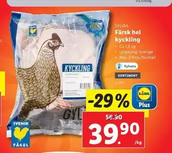 Lidl GYLLDA Färsk hel kyckling erbjuda