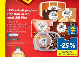 Lidl -25% rabatt på glass från Bon Gelati med Lidl Plus erbjuda