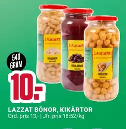 ÖoB LAZZAT bönor, kikärtor erbjuda