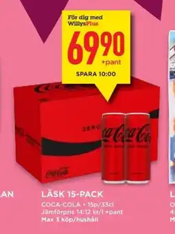 Willys COCA-COLA Läsk 15-pack erbjuda