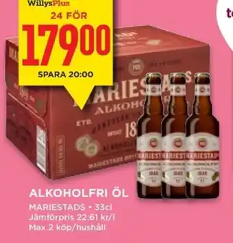 Willys MARIESTADS Alkoholfri öl erbjuda