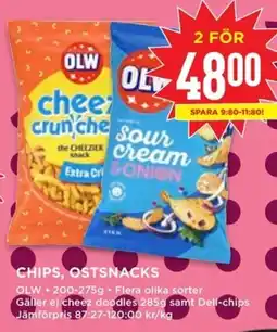 Willys OLW Chips, ostsnacks erbjuda