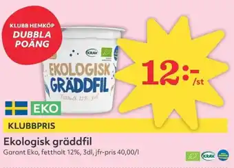 Hemköp GARANT EKO Ekologisk gräddfil erbjuda