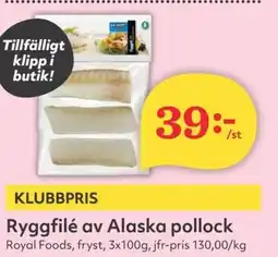 Hemköp ROYAL FOODS Ryggfilé av Alaska pollock erbjuda