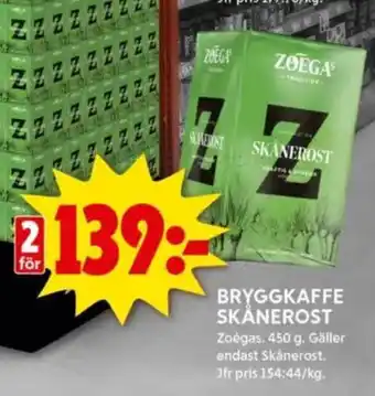 ICA Kvantum ZOEGAS Bryggkaffe skånerost erbjuda