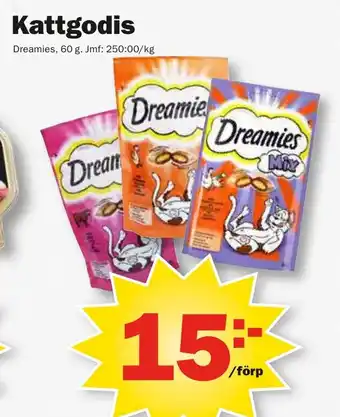 Pekås DREAMIES Kattgodis erbjuda