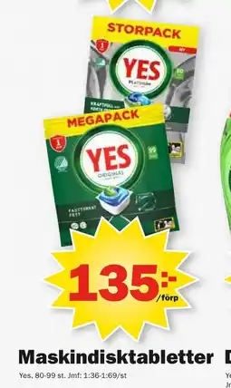 Pekås YES Maskindisktabletter erbjuda