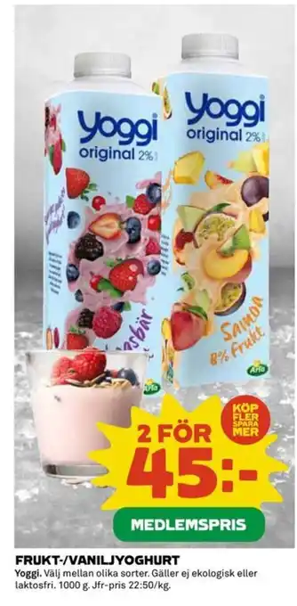 Coop Frukt-/vaniljyoghurt erbjuda